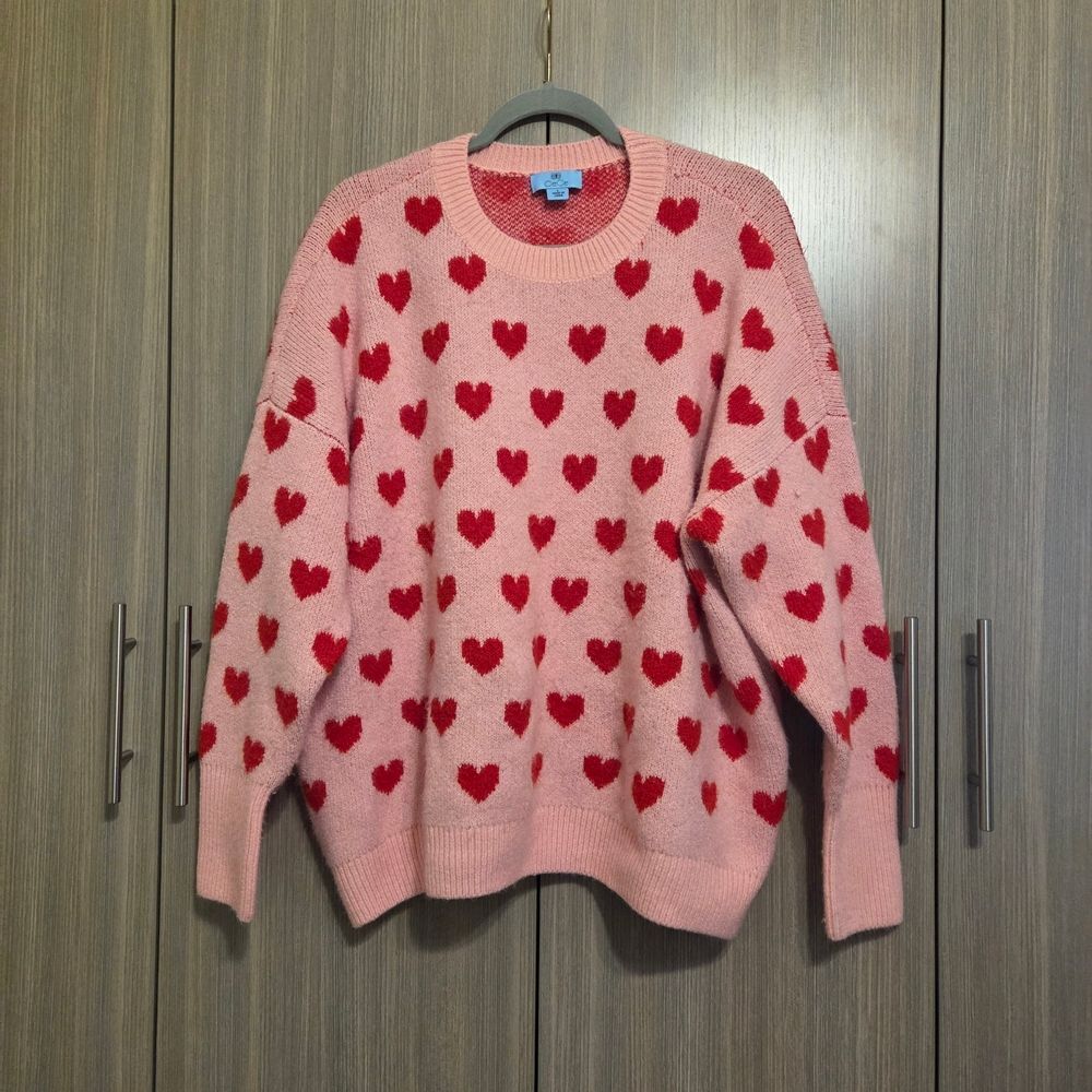 CeCe Pink Sweater with Red Heart Design